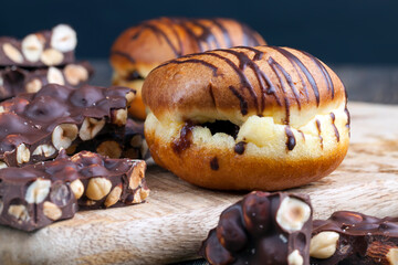 doughnut with chocolate filling and in chocolate