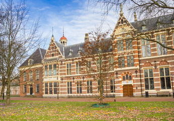 Front of the historic museum building in the center of Assen, Netherlands