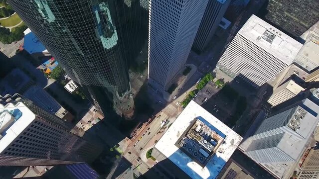 Aerial Flying Over Houston, Downtown, Texas, Amazing Cityscape