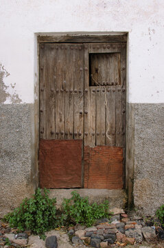 old wooden brown door