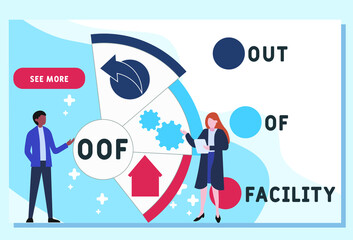 OOF - Out Of Facility acronym. business concept background.  vector illustration concept with keywords and icons. lettering illustration with icons for web banner, flyer, landing pag
