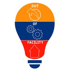OOF - Out Of Facility acronym. business concept background.  vector illustration concept with keywords and icons. lettering illustration with icons for web banner, flyer, landing pag