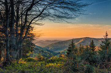 sunset over Leskowiec - Beskid Mały, Poland