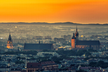 Sunset in Cracow - beautiful city in Poland - zachód słońca w Krakowie