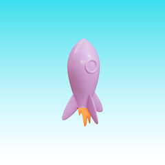 Flying space rocket. Rocket 3d icon. Realistic creative conceptual symbols. Logo ship. Vector illustration.