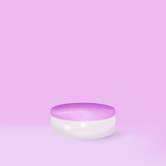Background presentation mock up with Realistic 3d render podium on lilac background.  Vector illustration.