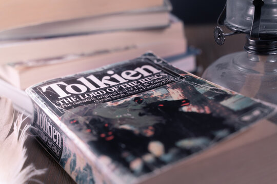 Celadna, Czechia - 04.03.2021: Vintage paperback edition of Tolkien's Lord Of The Rings.