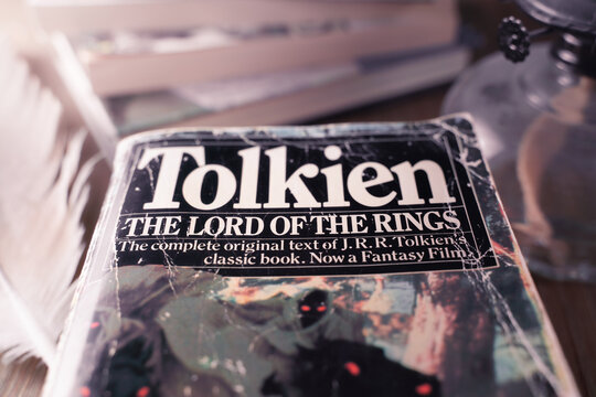 Celadna, Czechia - 04.03.2021: Vintage paperback edition of Tolkien's Lord Of The Rings.