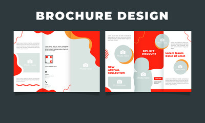  Trifold organic shapes Brochure Flyer template vector minimal flat design