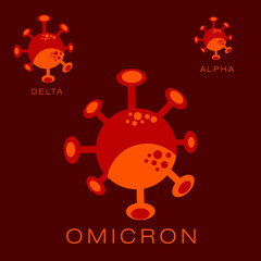 Omicron Covid 19 Corona Virus variant PANDEMIC 3D Illustration Omicron