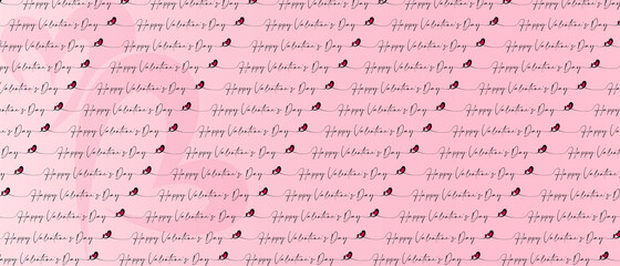 Fototapeta premium Happy Valentine's Day quote heart seamless pattern on pink background