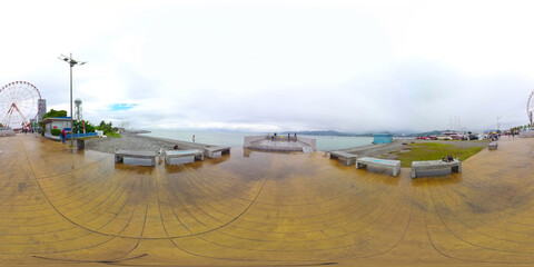 Batumi, Georgia - October 1, 2021: boulevard, panorama 360