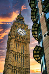 Big Ben bell Tower, Westminster, London UK.