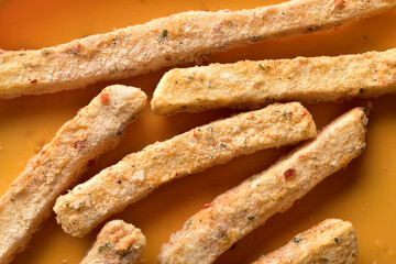 Frozen french fries closeup 