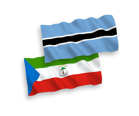 Flags of Republic of Equatorial Guinea and Botswana on a white background