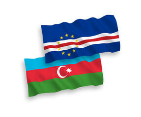 Fototapeta premium Flags of Republic of Cabo Verde and Azerbaijan on a white background