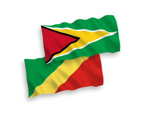 Obraz premium Flags of Co-operative Republic of Guyana and Republic of the Congo on a white background