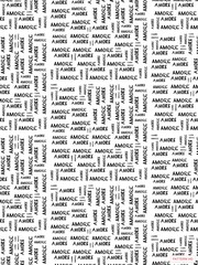 Amore words pattern. Black and white colors digital image