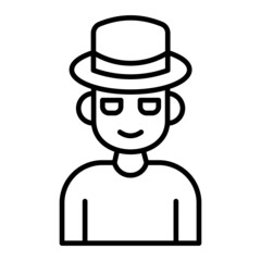 Obraz premium Spy hat Vector Outline Icon Isolated On White Background