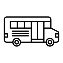  School Bus Vector Outline Icon Isolated On White Background