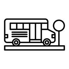 Bus Stop Vector Outline Icon Isolated On White Background