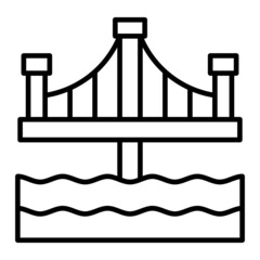 Bridge Vector Outline Icon Isolated On White Background