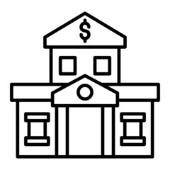 Bank Vector Outline Icon Isolated On White Background
