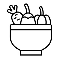 Vegetables Vector Outline Icon Isolated On White Background