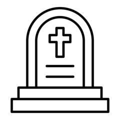Obraz premium Cemetery Vector Outline Icon Isolated On White Background