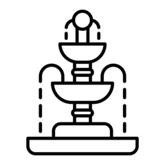 Fountain Vector Outline Icon Isolated On White Background