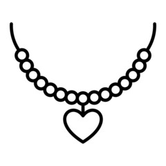 Necklace Vector Outline Icon Isolated On White Background