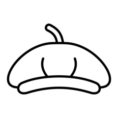 Beret Vector Outline Icon Isolated On White Background