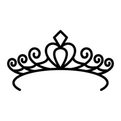 Diadem Vector Outline Icon Isolated On White Background © Ehtisham