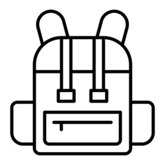 Bagpack Vector Outline Icon Isolated On White Background