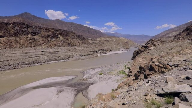 HD Footage of the Fantastic View to the Snowy Mountains in Pakistan