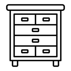 Drawer Vector Outline Icon Isolated On White Background