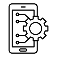 Obraz premium Mobile Settings Vector Outline Icon Isolated On White Background