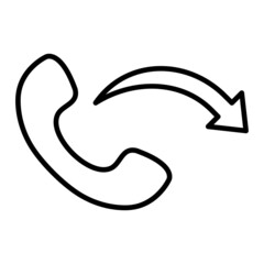 Out going Call Vector Outline Icon Isolated On White Background