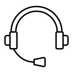 Headphone Vector Outline Icon Isolated On White Background