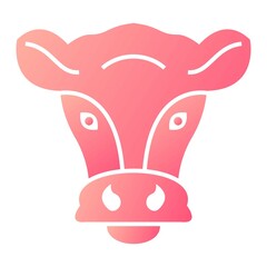 Vector Cow Glyph Gradient Icon Design