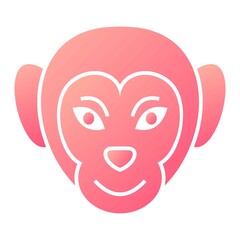 Vector Monkey Glyph Gradient Icon Design