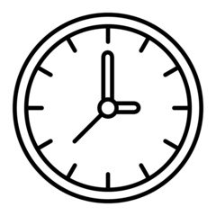 Wall Clock Vector Outline Icon Isolated On White Background