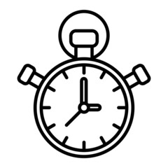 Stopwatch Vector Outline Icon Isolated On White Background