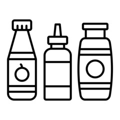 Bottles Vector Outline Icon Isolated On White Background