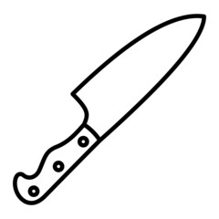 Knife Vector Outline Icon Isolated On White Background