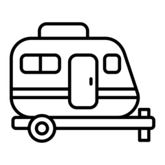Caravan Vector Outline Icon Isolated On White Background