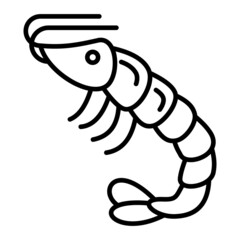 Shrimp Vector Outline Icon Isolated On White Background