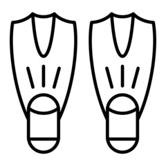 Flippers Vector Outline Icon Isolated On White Background