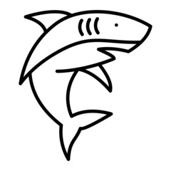Shark Vector Outline Icon Isolated On White Background