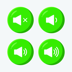 Sound icon mute volume and audio up or down modern trend in the style of glass morphism with gradient. The collection includes 4 icons in a single style of business, finance, website, or etc.